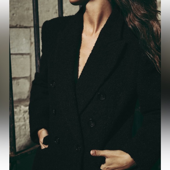 Zara Long boucle Double Breasted Blazer coat - Picture 4 of 6